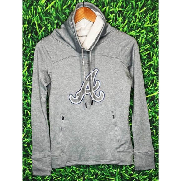Atlanta Braves MLB Baseball Women’s XS Gray Mock Neck Sweatshirt Pullover - Picture 1 of 4